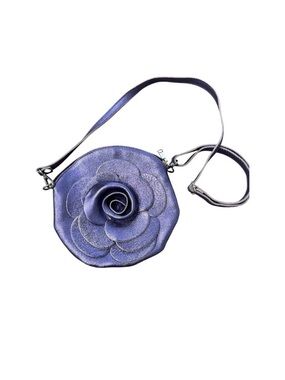 Rocai Purple Leather Flower Accent Crossbody Bag